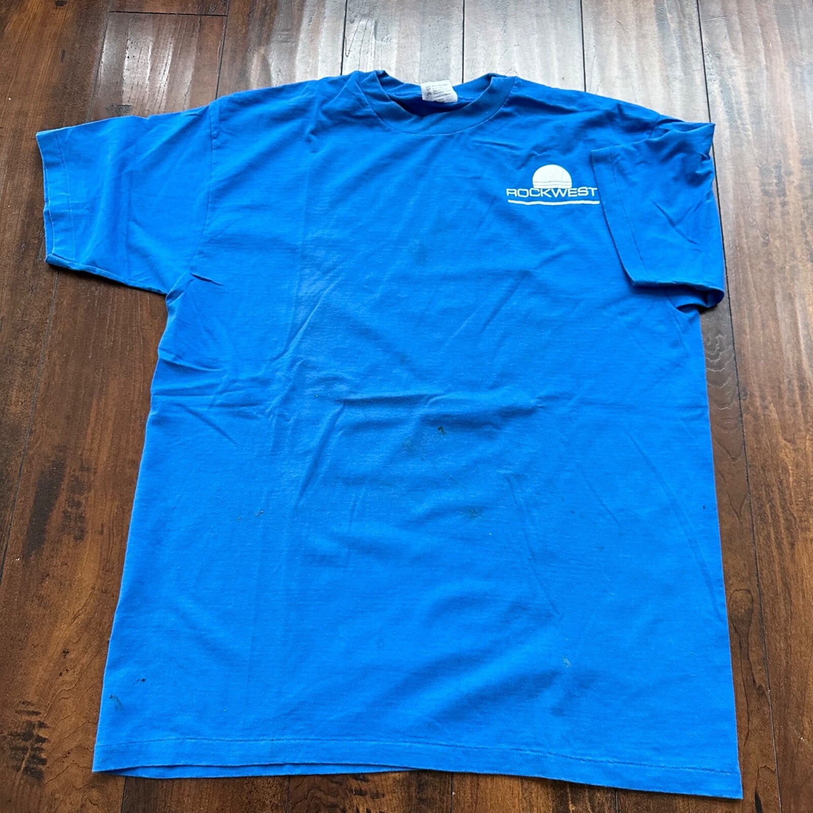 Hanes XL 50/50 Vintage T Shirt Rockwest Oregon PDX Blue Single Stitch Thrashed
