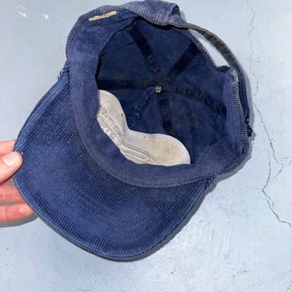 British Steel Alloys VTG Hat Cap Snapback Corduroy Blue 80s Rare Used