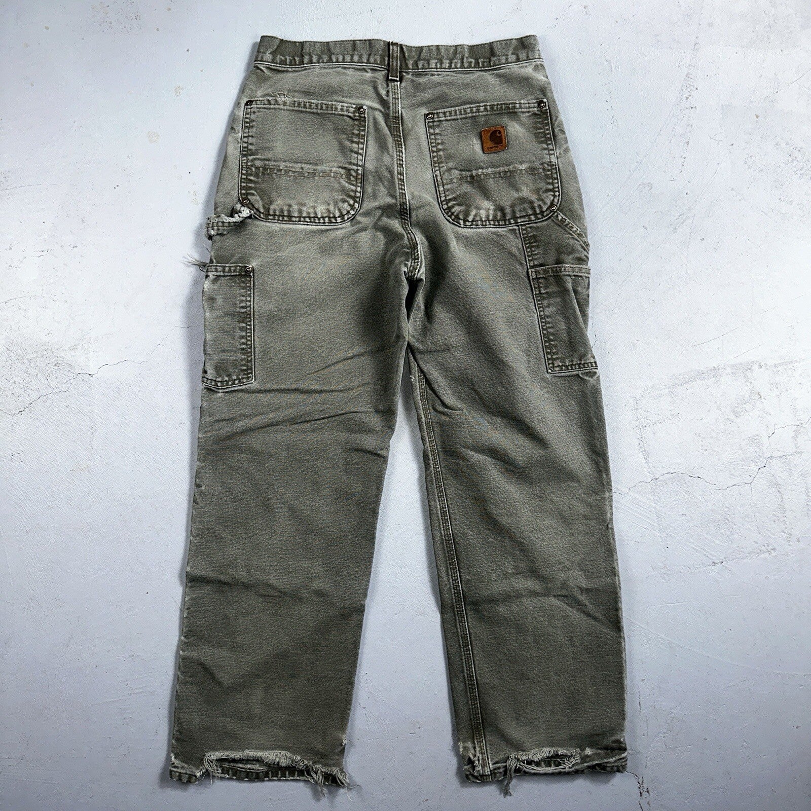 Carhartt VTG Double Knee Carpenter Pants USA B01 B136 MOS Green 31x30 Act 30x28