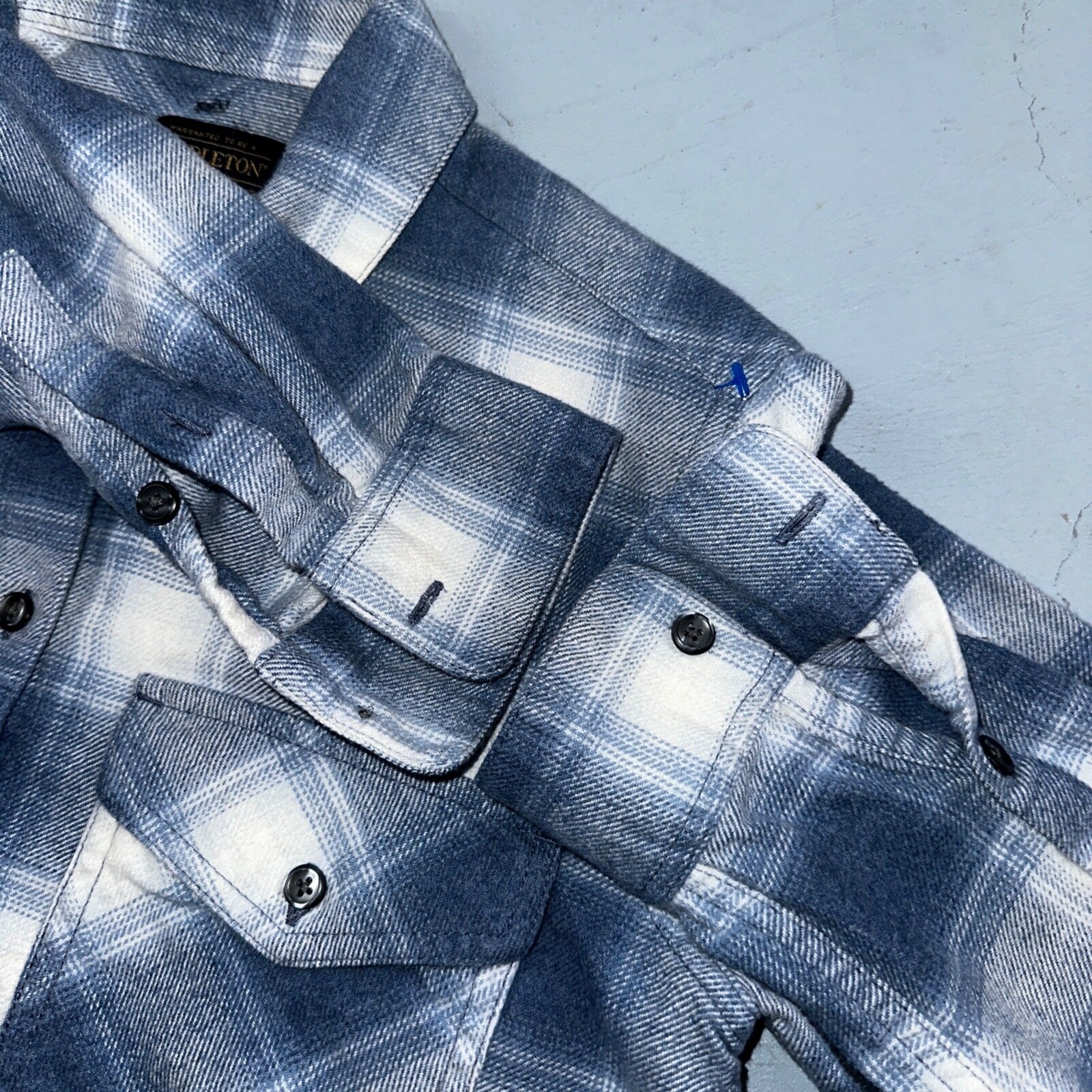 Pendleton Blue Multi Color Plaid Flannel Field Shirt Size XS Gray White Y2K