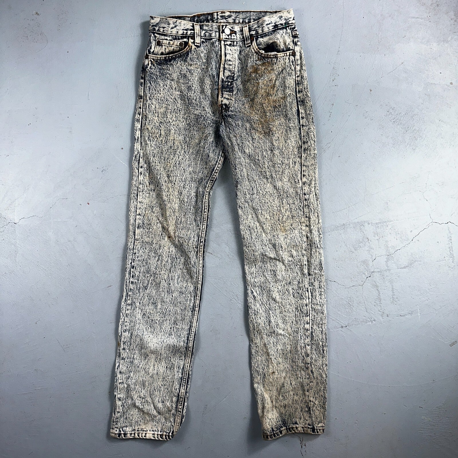 Levis 501 Vintage 80s USA XX Straight Leg Jeans Blue Acid Wash 30x34 Act 28x32