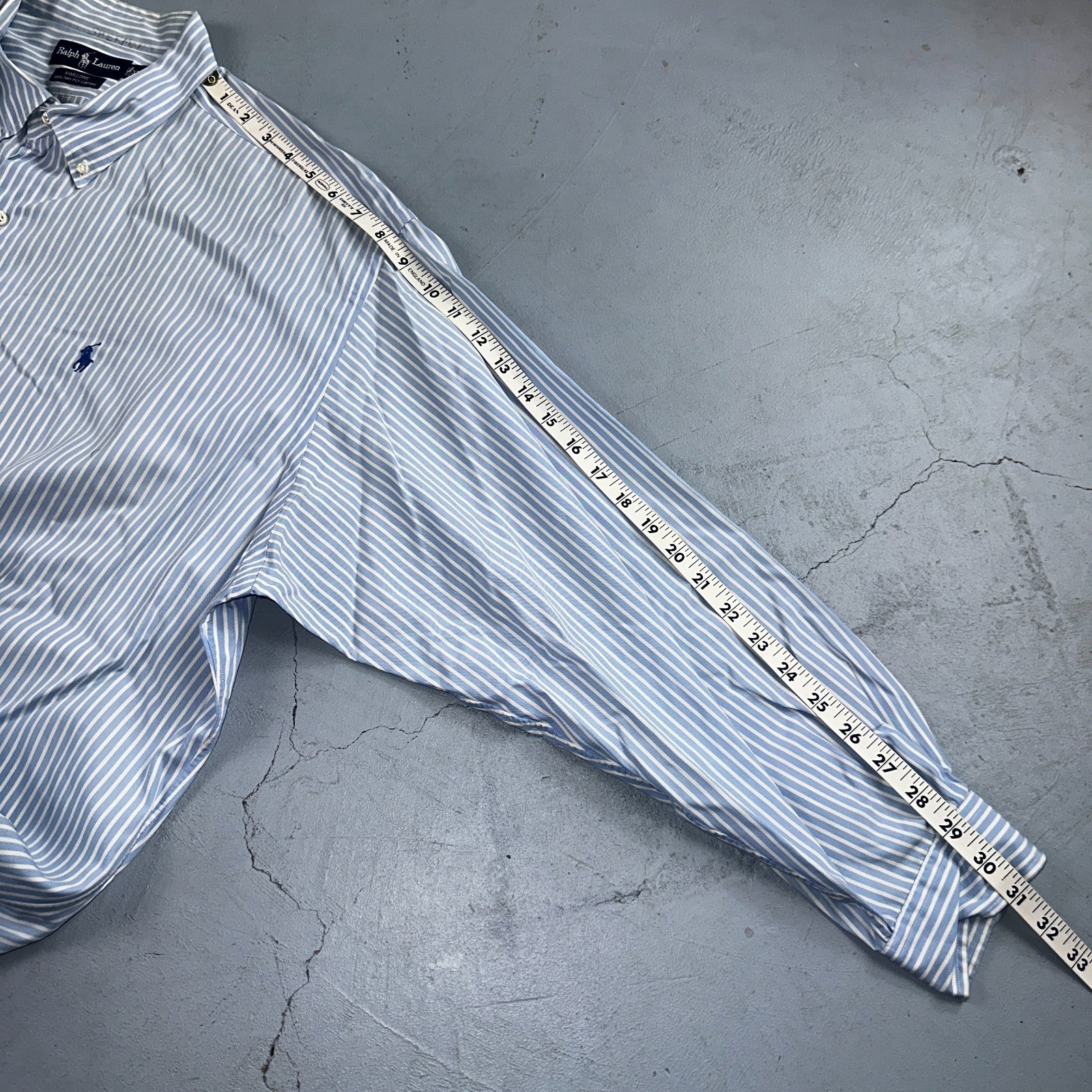 Ralph Lauren Button Down Shirt Mens 2XL Blue White Striped Marlowe Long Sleeve