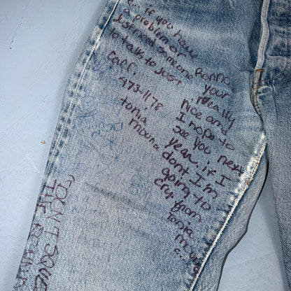 Levis 501 Vintage 80s Redline Selvedge USA XX Jeans Light Wash 30x32 Act 29x28