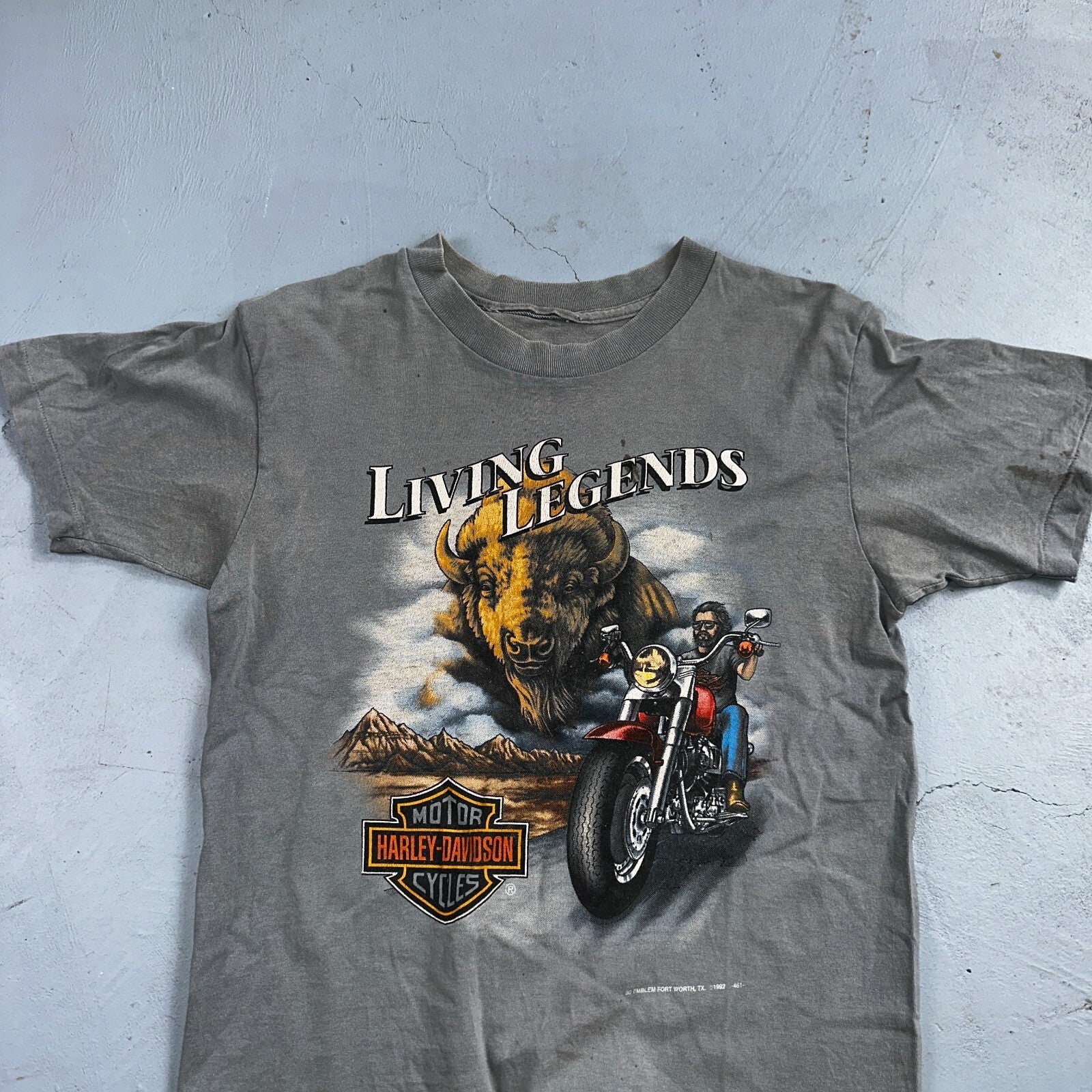 Vintage Harley Davidson 3D Emblem Living Legends Single Stitch Shirt Bison 1992