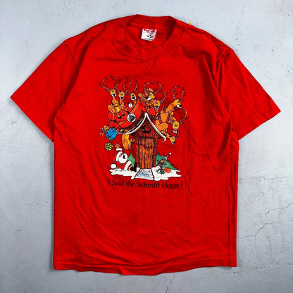 Christmas Funny Reindeer 80s VTG T Shirt Hall Garments Joke Lol Holidays Santa