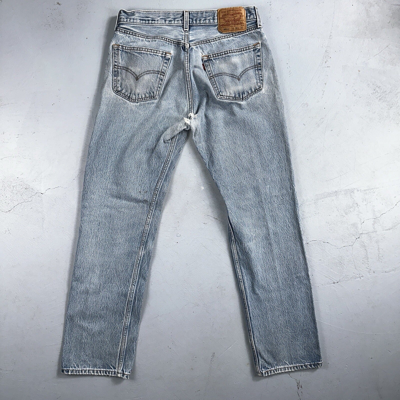 Levis 501 Vintage 90s Mexico Straight Leg Jeans 34x36 Y2K Light Wash Act 31x31