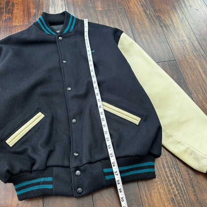 VTG Graffiti Alley Varsity Leather Letterman 70s Jacket 48 Portland Cars Racing