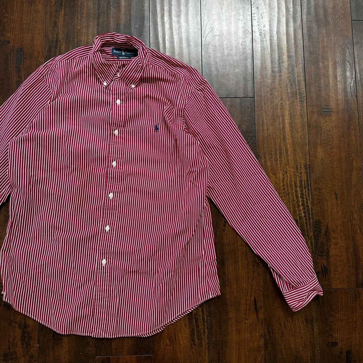 Polo Ralph Lauren Red Stripe Button Down Work Shirt Dress Vtg Up Y2K 90s Western