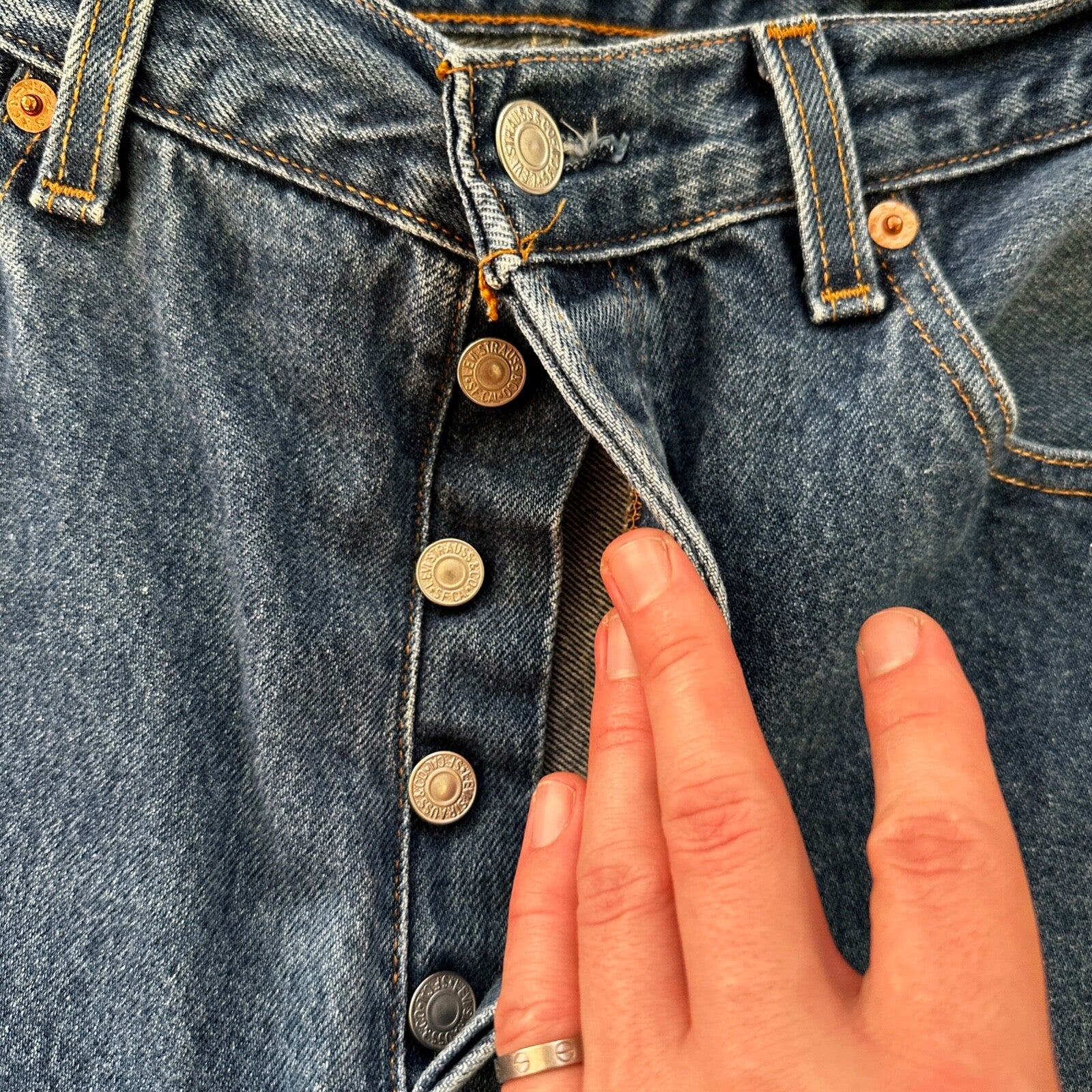 VTG Levis 501 XX Button Fly 90s USA Jeans Denim Straight Capri 34x30 Act 30x24