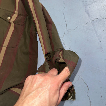 Tommy Hilfiger Mens Striped Shirt Vintage 90s Crest & Long Sleeves XL Has Holes