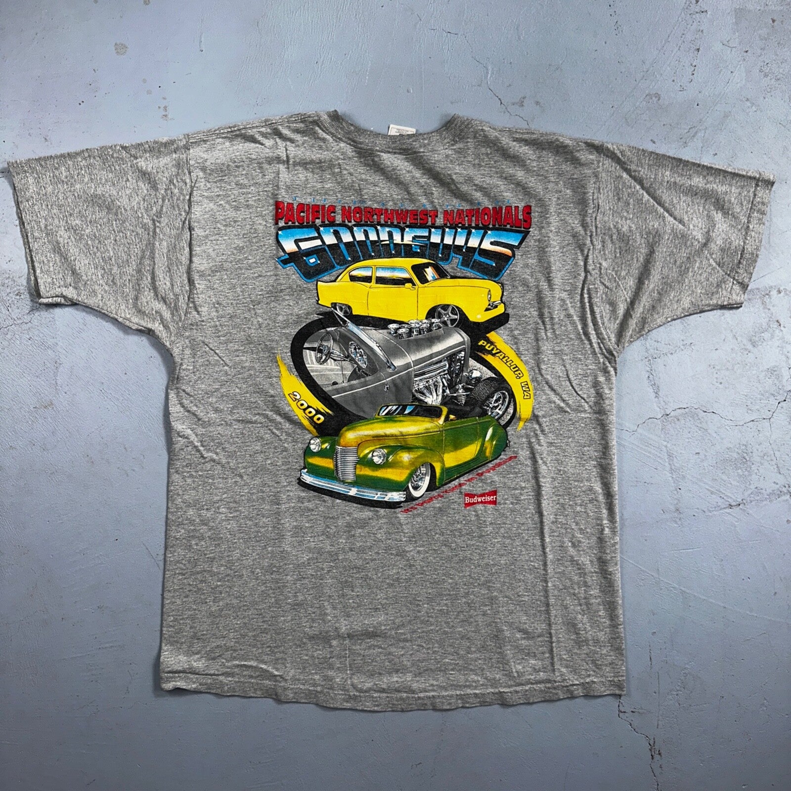 Budweiser Beer Cars VTG T Shirt Muscle Good Guys Racing FOTL PNW Portland Oregon