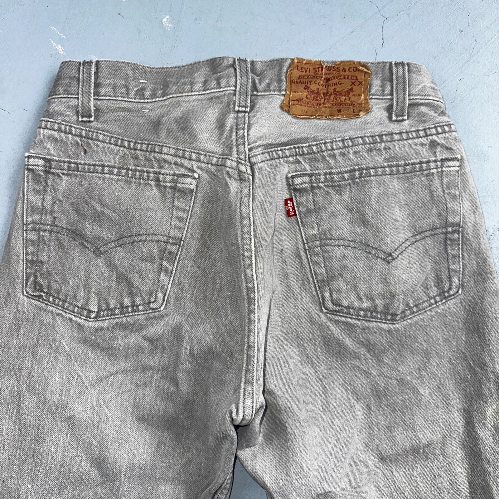 Levis 501 Vintage 90s USA XX Straight Leg Jeans Gray Med Wash 30x36 Act 28x34