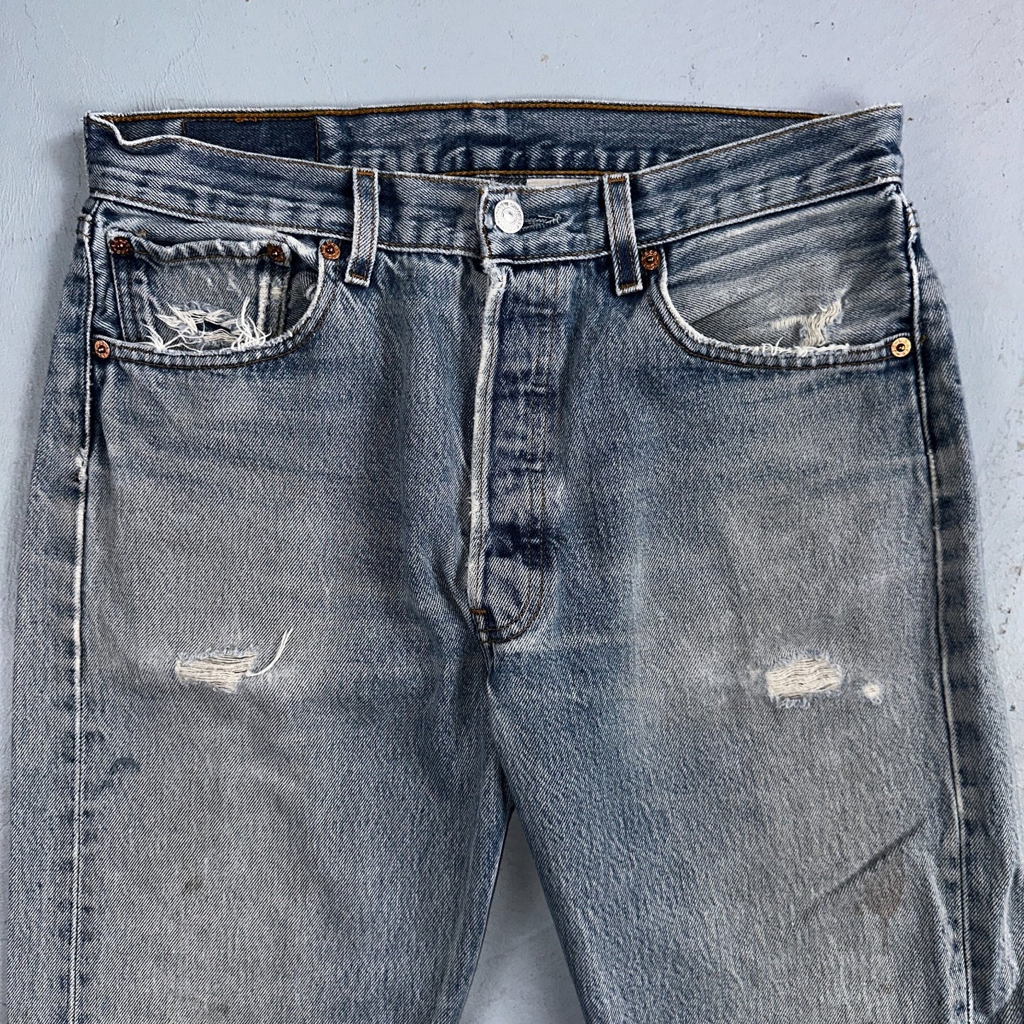 Levis 501 Vintage 90s Mexico Straight Leg Jeans Blue Light Wash 33x36 Act 31x31