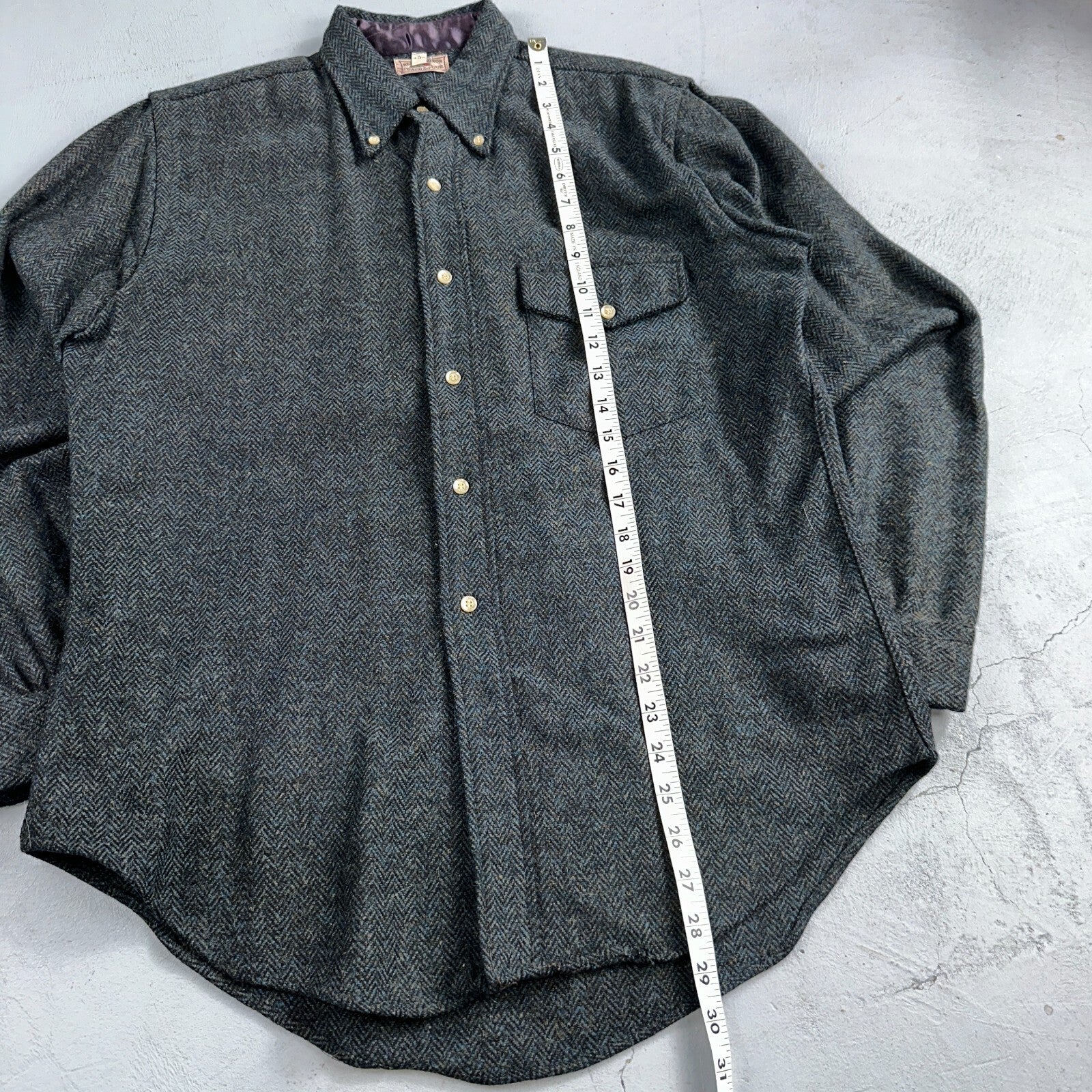 VTG Benson Rixon Shirt Mens M Button Down Dagger 60s 70s Rockabilly Herringbone