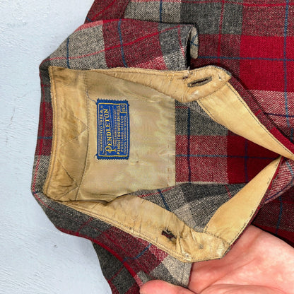 Pendleton VTG Burnside Shirt Plaid 100% Wool Button Down Size M Plaid 1950s Camp