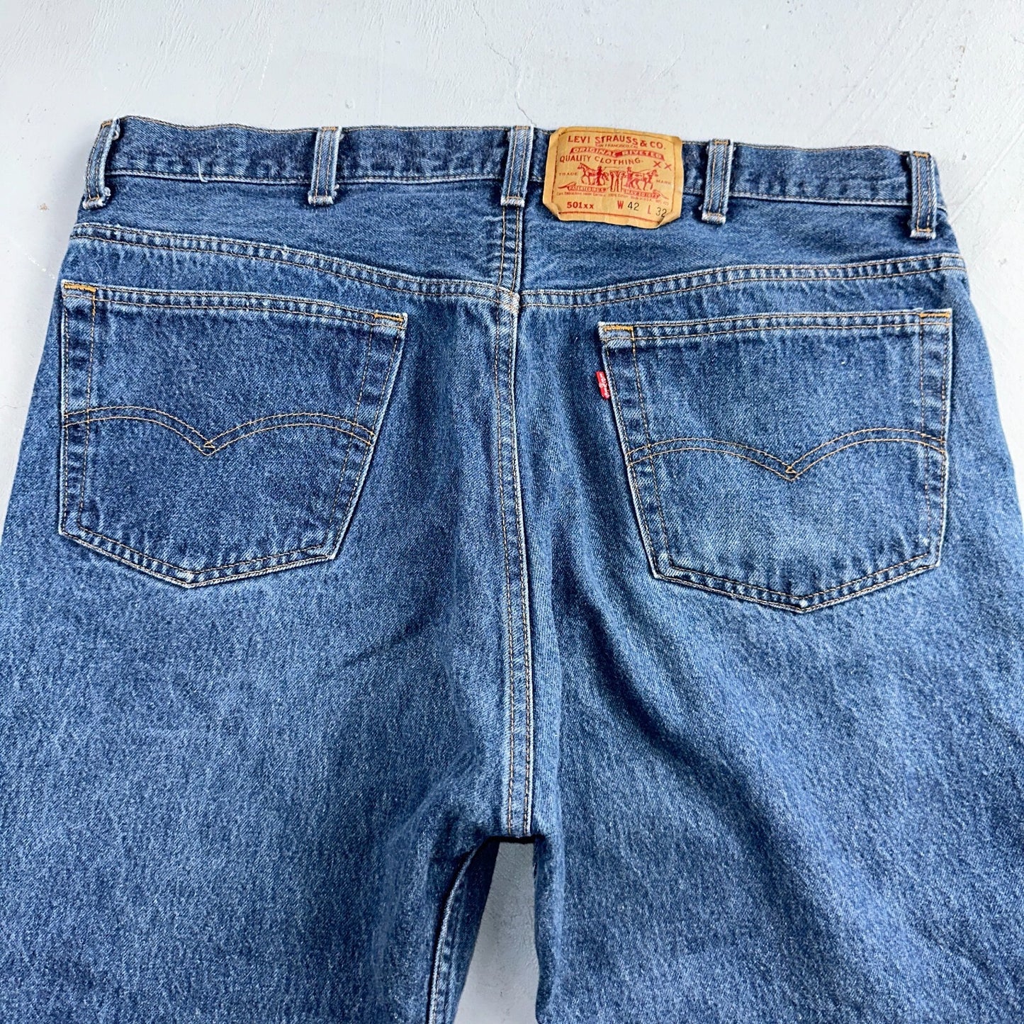 Levis 501 Vintage 90s USA XX Straight Leg Jeans Blue Med Wash 42x32 Act 39x29