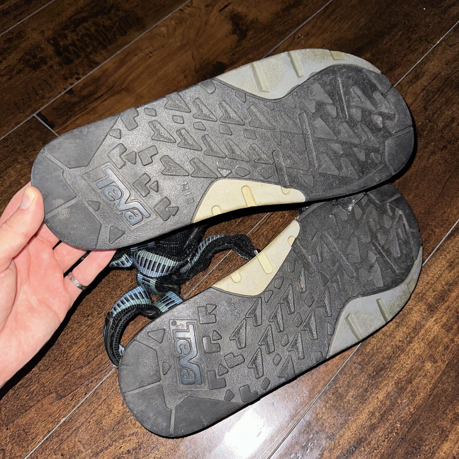 Vintage Teva Hurricane Sandals Mens Size 12 Black Blue Hiking Adjustable USA