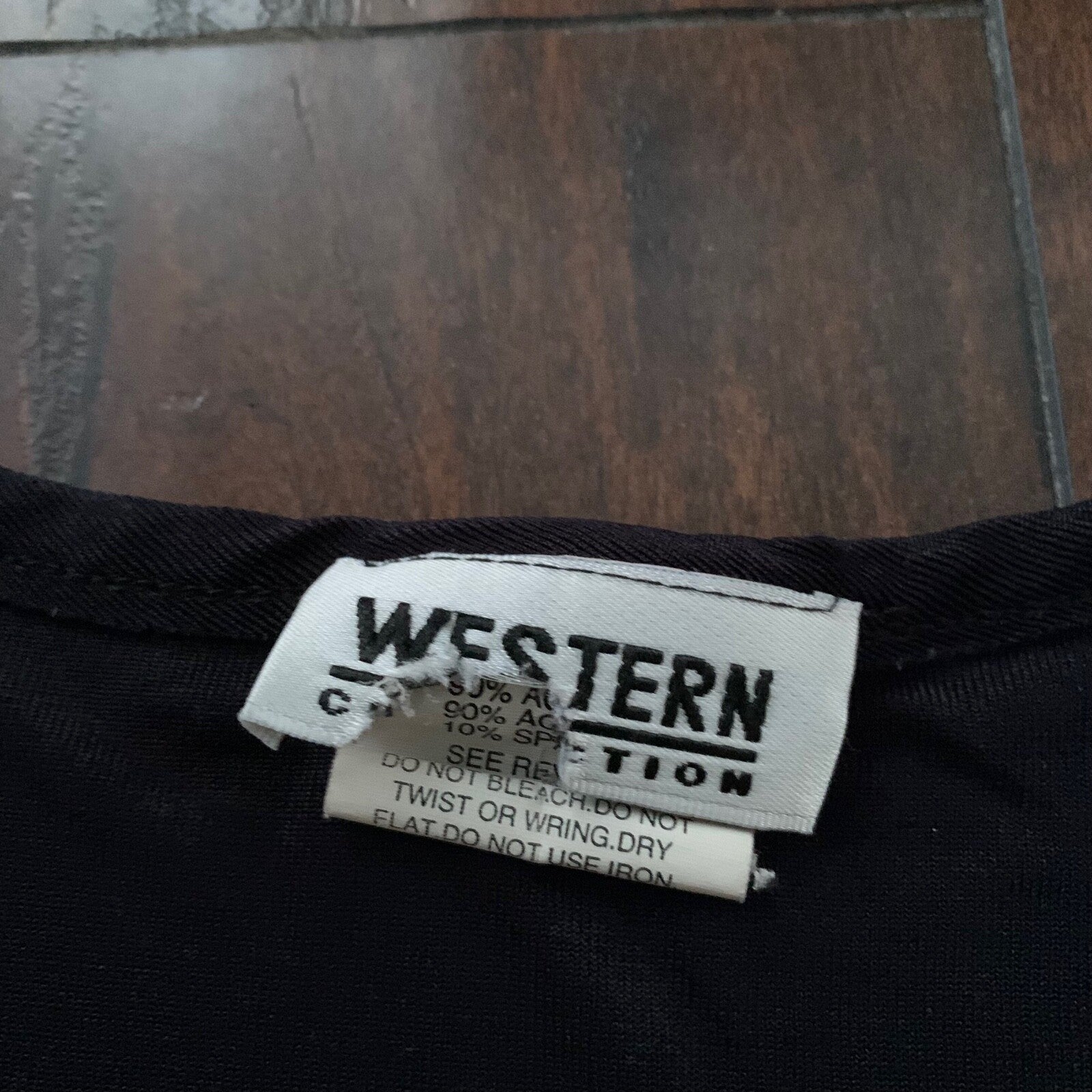 Vintage Western Collection Women's L Black Shirt Top Tunic V-Neck 80s 90s