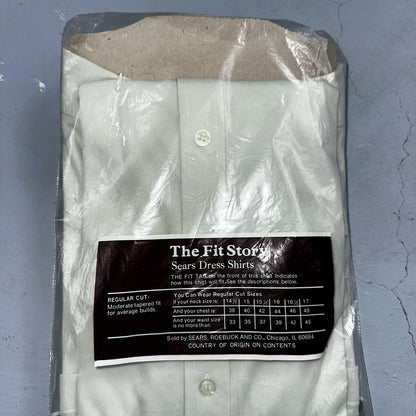 Vintage 1970's Sears Perma-Prest Green Dress Casual Knit Long Sleeve Polo Shirt