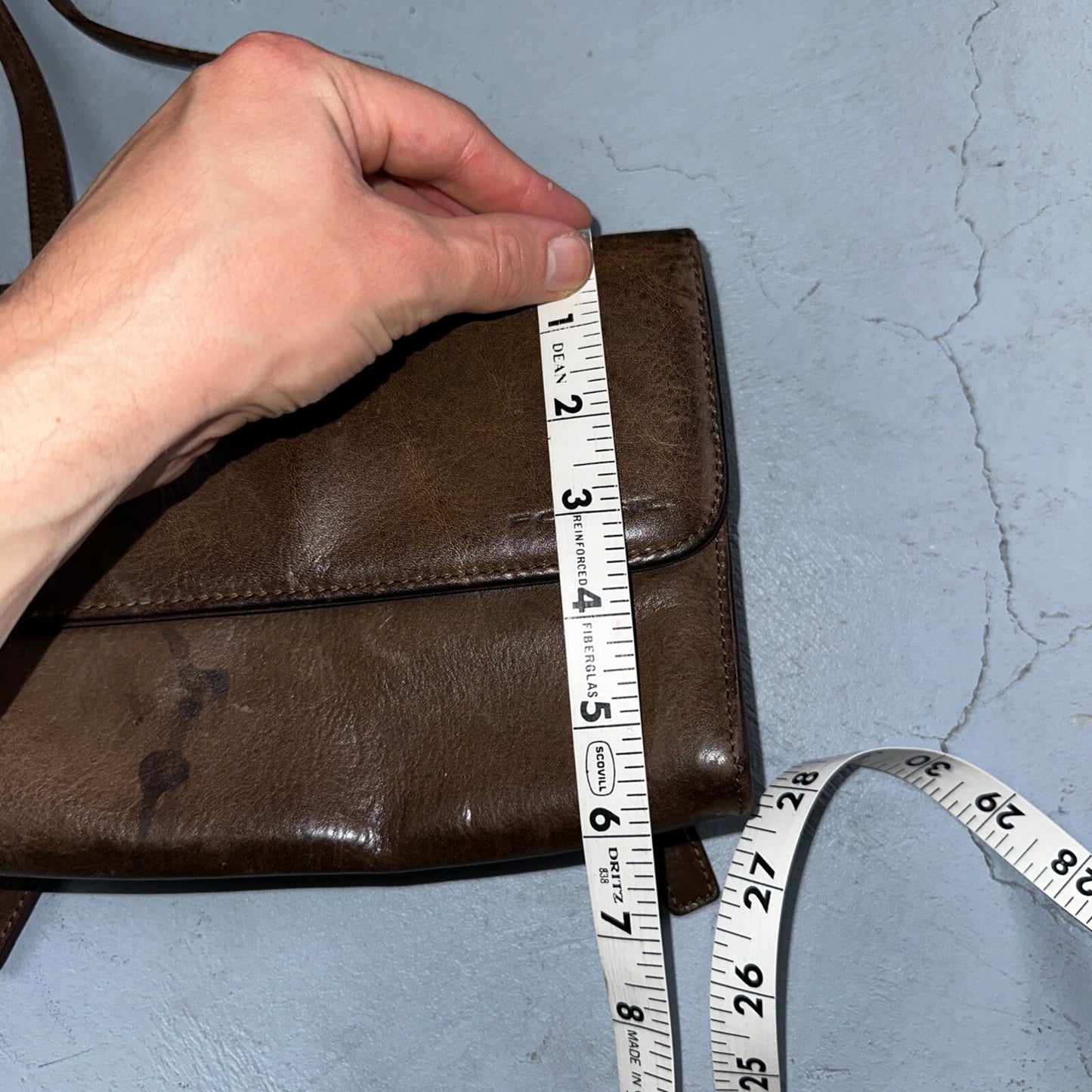 Vintage Fossil Y2K 2000 90's Brown Leather Satchel Shoulder Bag Purse