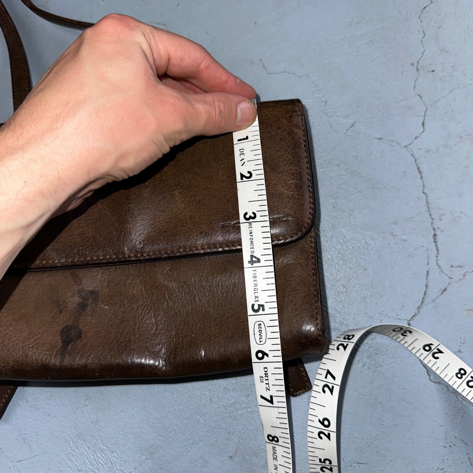 Vintage Fossil Y2K 2000 90's Brown Leather Satchel Shoulder Bag Purse