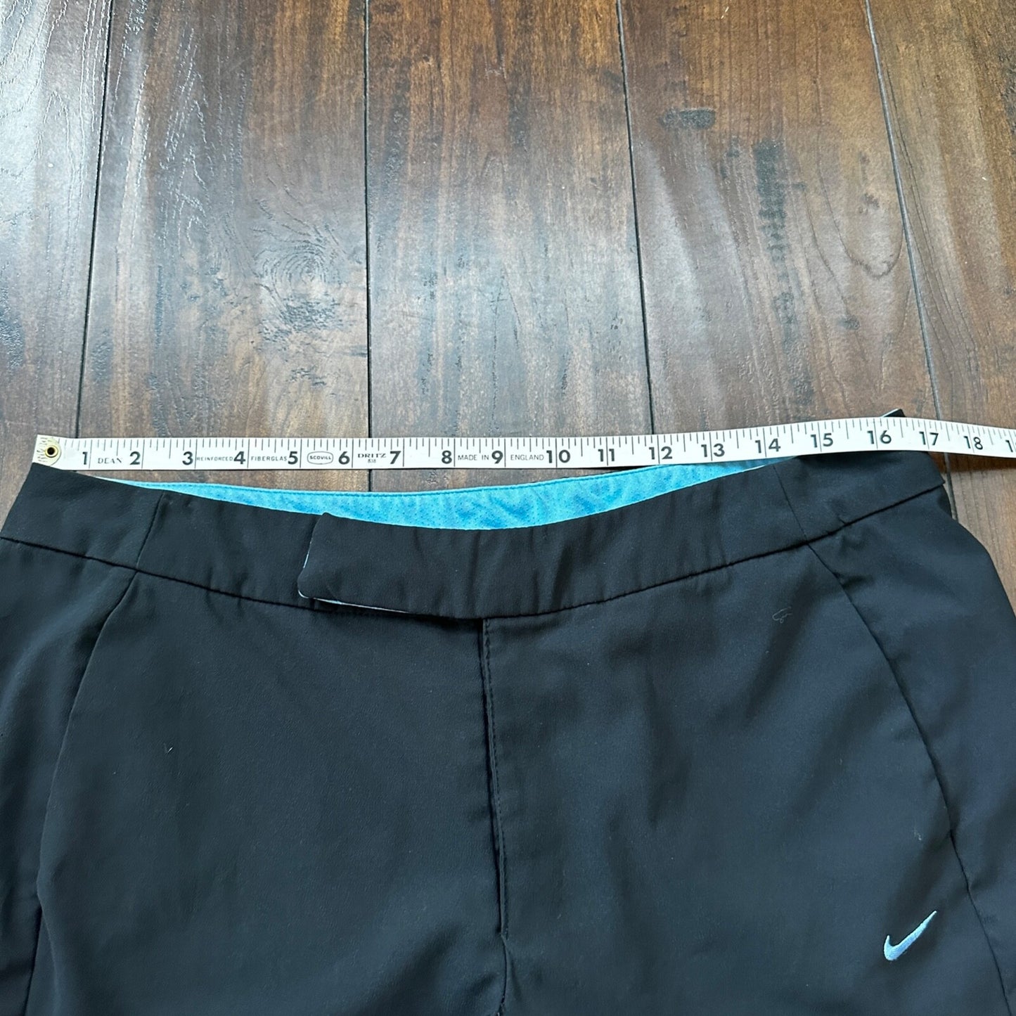 Vintage Nike Capri Pants Womens Size Large Black Blue Sweatpants Track VTG Y2K