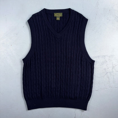 Orvis Men Large L Signature Collection SCG 100% Wool Blue Vest EUC Navy