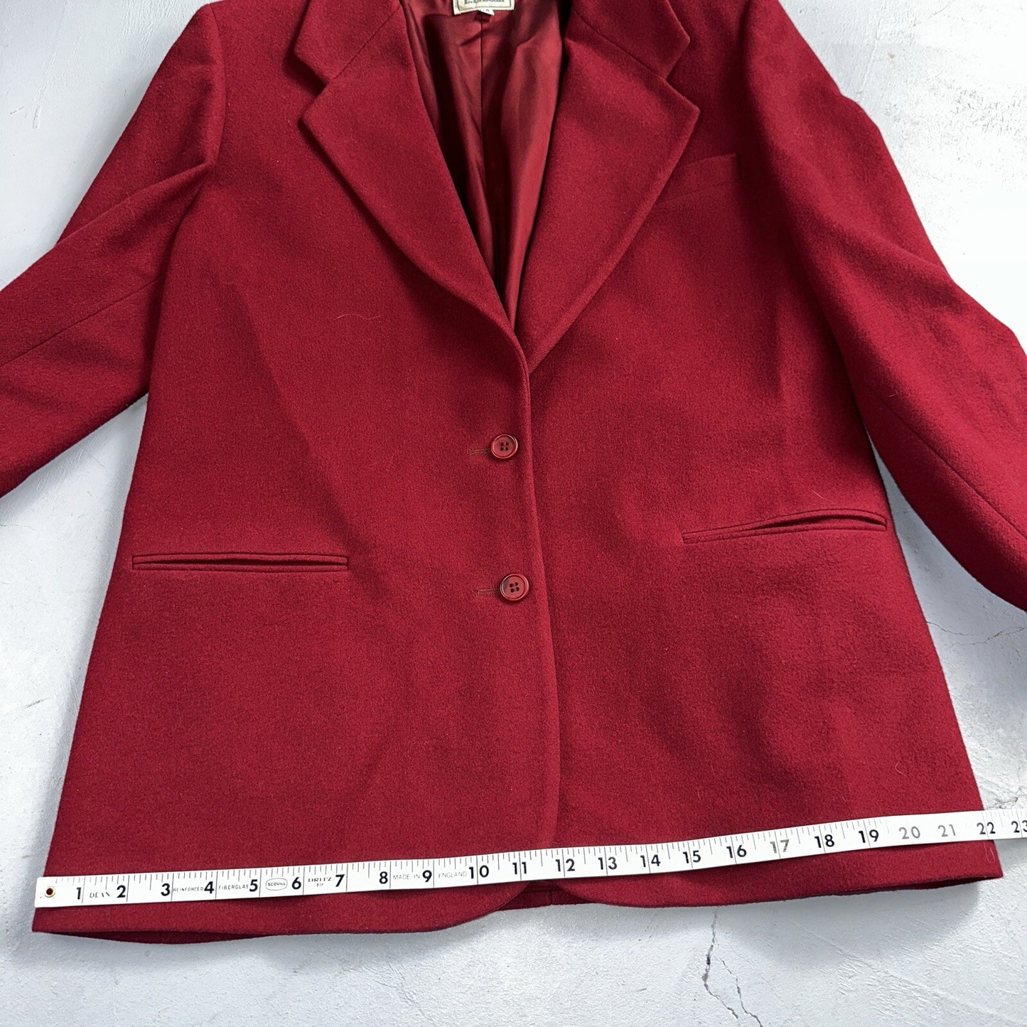 LL Bean Blazer Women's Size 14 Red Wool Cashmere Vintage USA