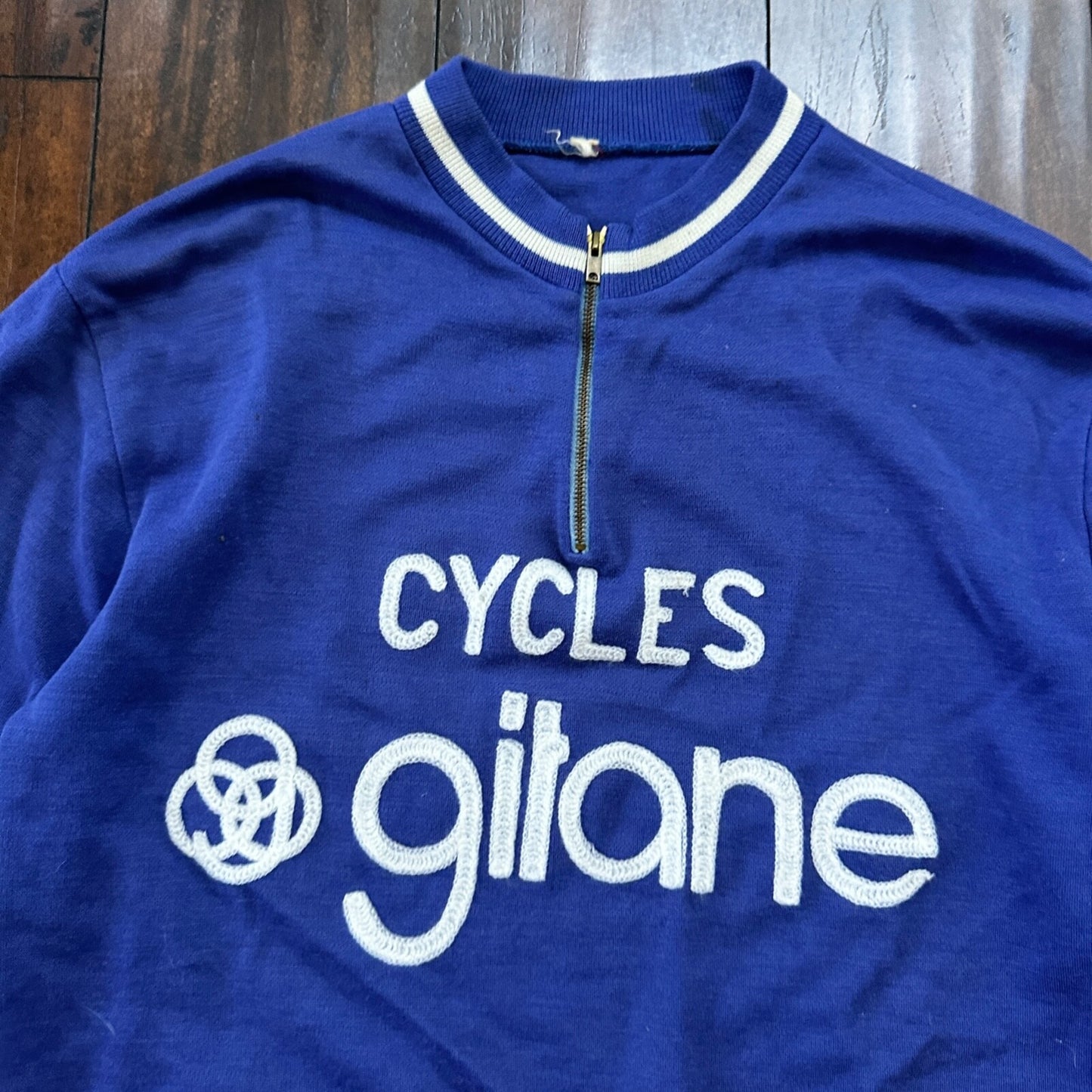 Cycle Gitane 1960s Quarter Zip Crewneck Sweater Chain Stitch Rockabilly 60s RARE