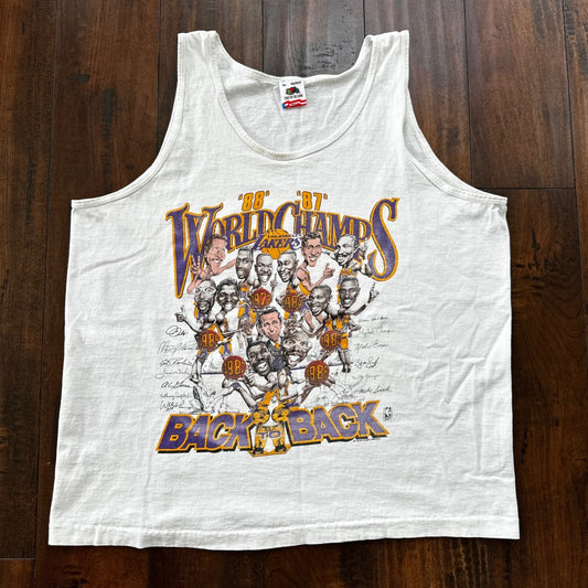 World Champs LA Lakers 80s FOTL Tank Vintage T Shirt 1988 1987 Kobe NBA Gym
