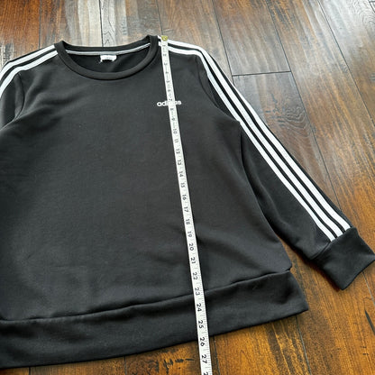 Adidas Women's Black Pullover Sweatshirt Size Medium Stiped Sleeves
