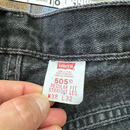 Levis 505 Vintage 90s Straight Leg XX Mexico Jeans 38x32 Black Wash Act 33x30