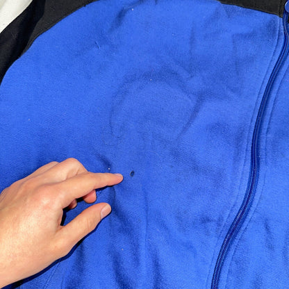Adidas 80s 90s VTG Logo Sweater XL Blue Full Zip Sweatshirt Mens Burn Hole