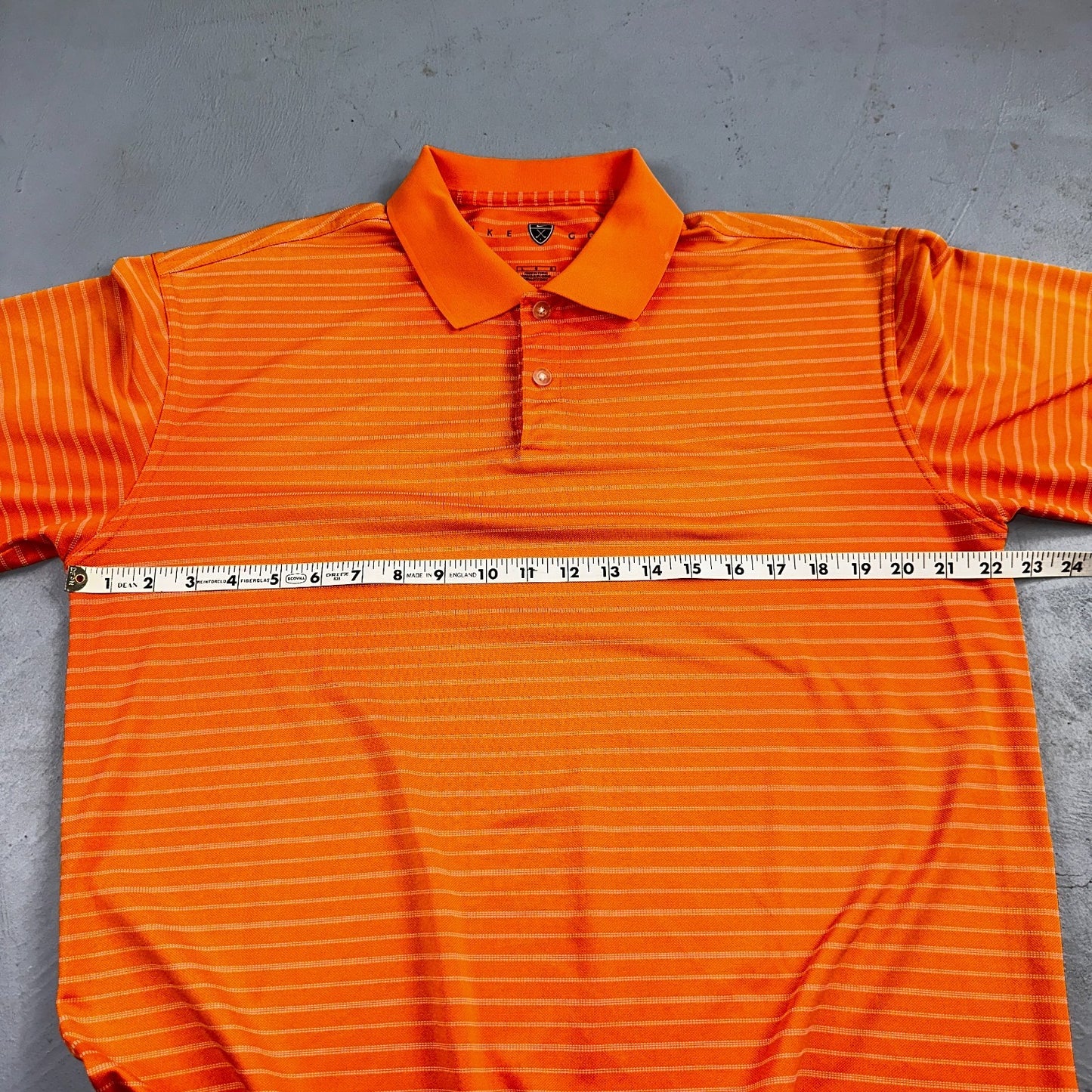 Nike Golf Dri Fit Orange Striped Polo Shirt L Large Vintage Style Sports Sun