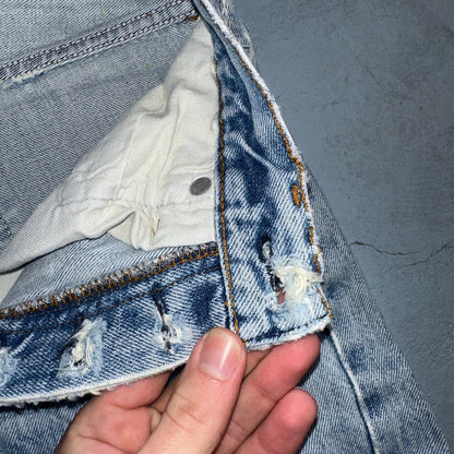 Levis 501 Vintage 80s Redline Selvedge USA XX Jeans Light Wash Thrashed Ac 28x26