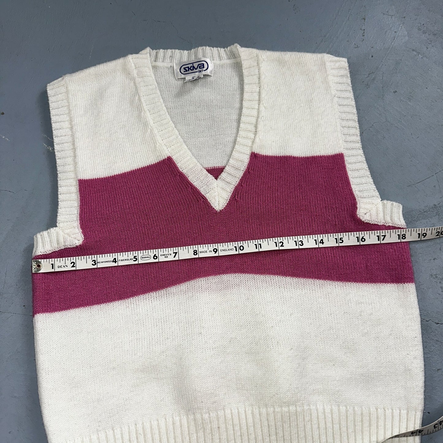 Skiva VTG Pink Sweater Vest Women's L Retro Pullover Knit 1980s 80s Colorblock