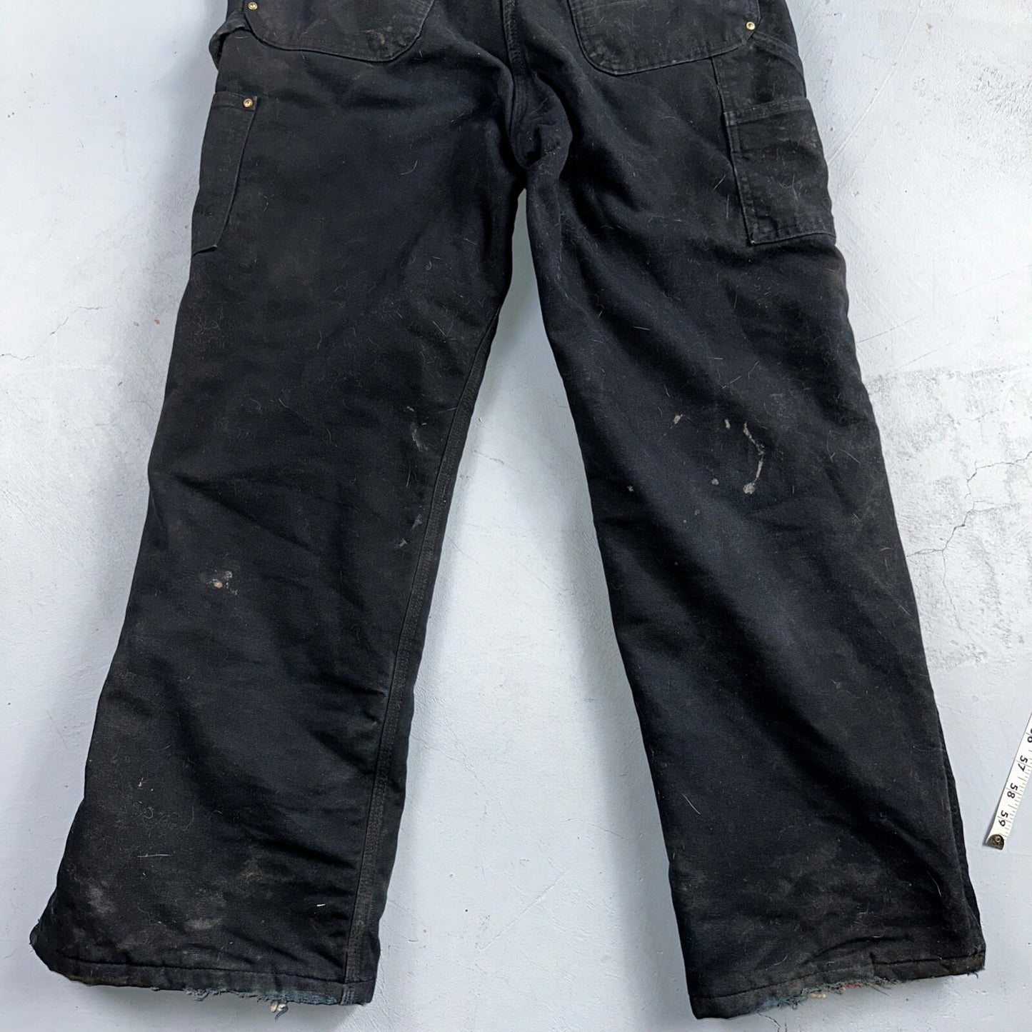 Carhartt Overalls Black Canvas Carpenter Lined R02 BLK USA Made Men’s 34x32