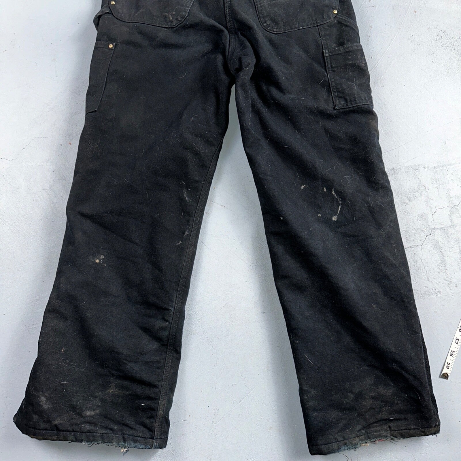 Carhartt Overalls Black Canvas Carpenter Lined R02 BLK USA Made Men’s 34x32