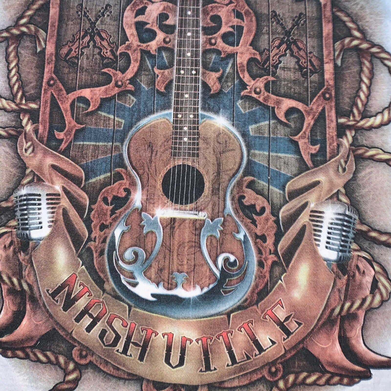 Nashville Hard Rock Cafe Vintage T Shirt Casino Gambling Music Band Guitar 90s