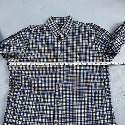 Ralph Lauren Button Up Shirt Men’s M Blue White Checker Plaid Long Sleeves