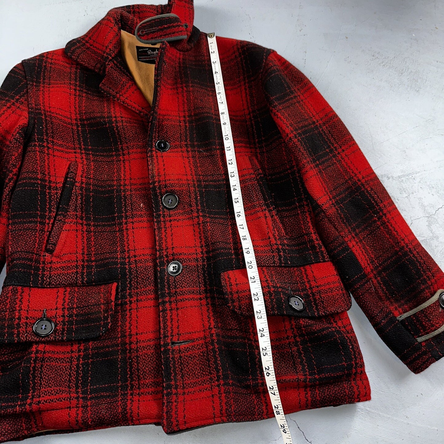 1950s Dryback Coat Wool Buffalo Plaid Heavy Hunting Jacket VTG Mackinaw 50s 40s