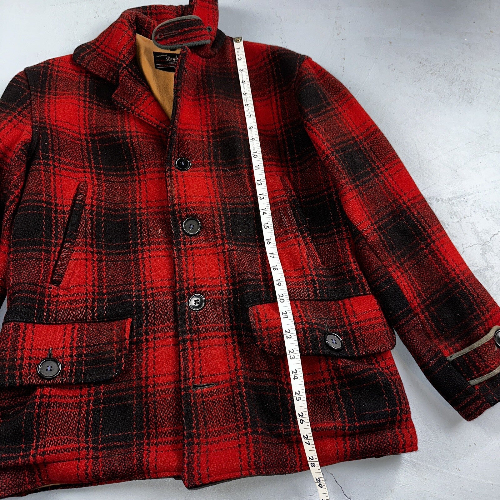 1950s Dryback Coat Wool Buffalo Plaid Heavy Hunting Jacket VTG Mackinaw 50s 40s