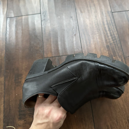 Zenden Genuine Leather Black Up Shoes 40 Euro Vtg Y2K Heels Mules Summer Dress