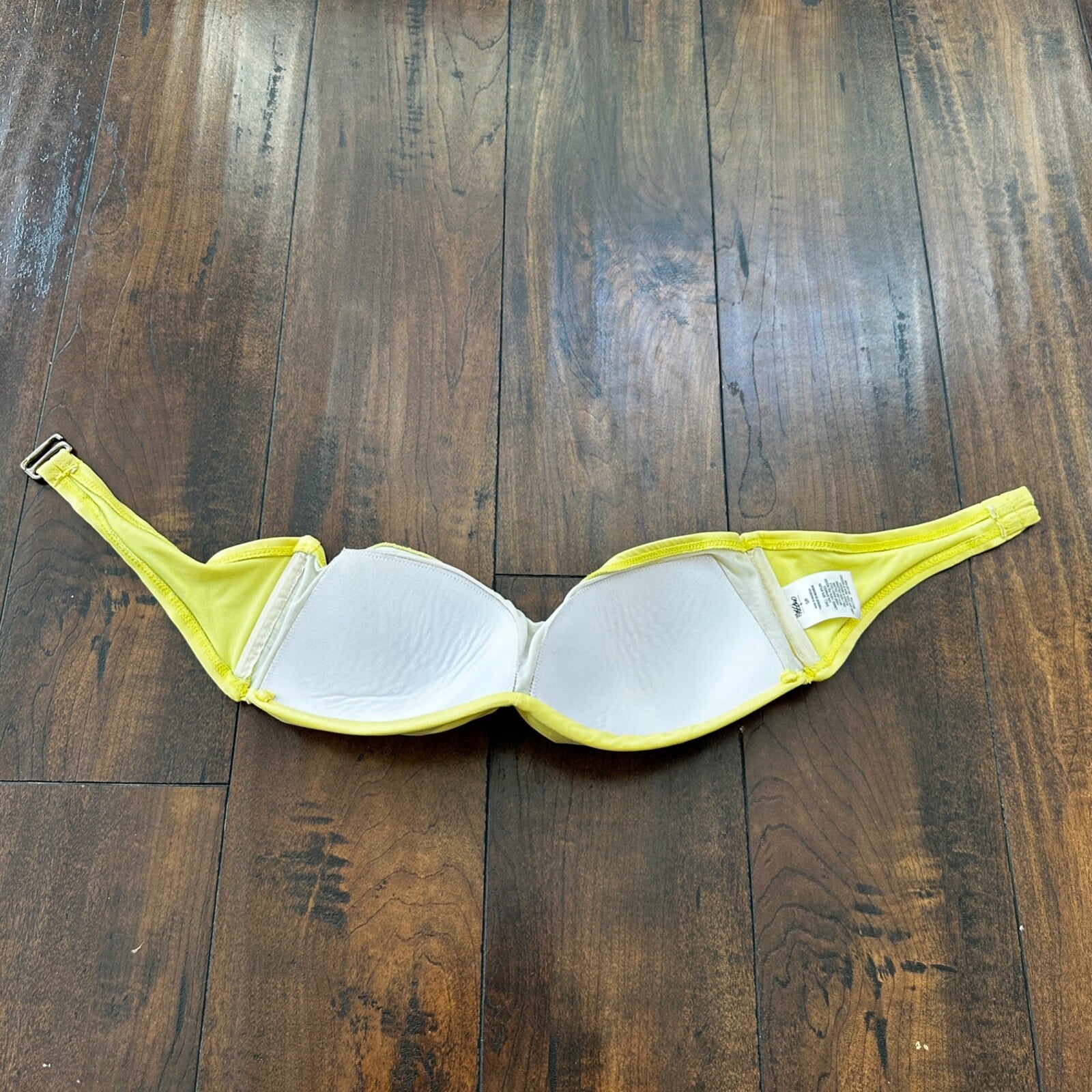 Yellow Womens Swim Suit Top Size S Lace Ruffle Strapless Padded Plus Extra