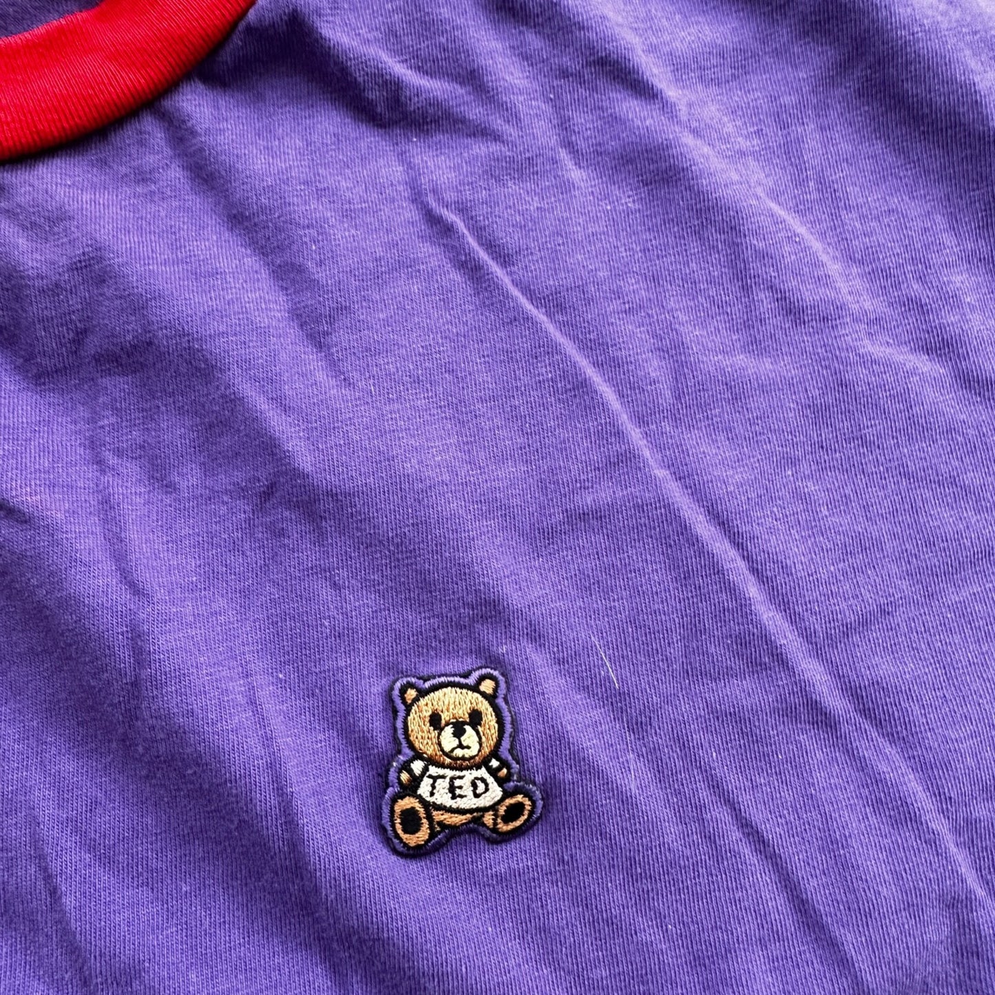 Teddy Fresh Purple Red Neck XS Hype Vintage Style T Shirt Basic Essential