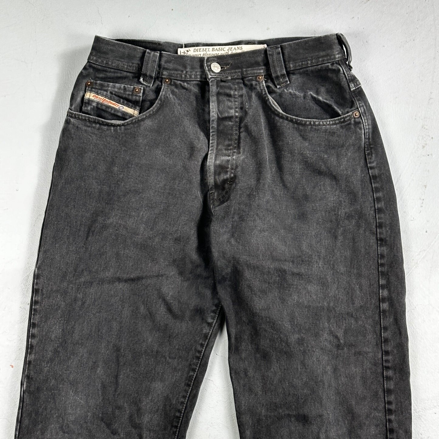 Vtg Diesel Men Saddle Relaxed Fit Black Jeans 32x33 Fits 31"  Made in Italy Y2K