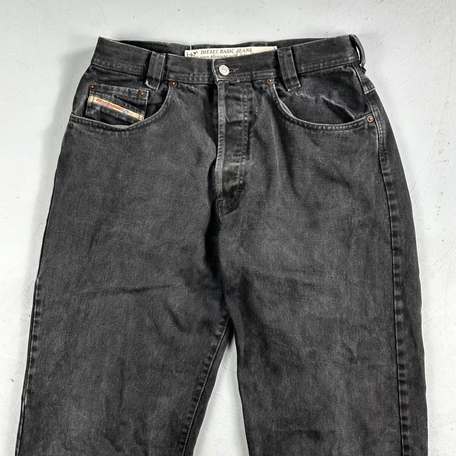 Vtg Diesel Men Saddle Relaxed Fit Black Jeans 32x33 Fits 31"  Made in Italy Y2K