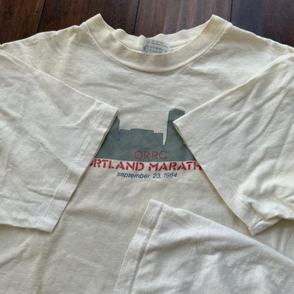 Portland Marathon Vintage T Shirt Used White 80s Running Road Runner 1986 Hanes