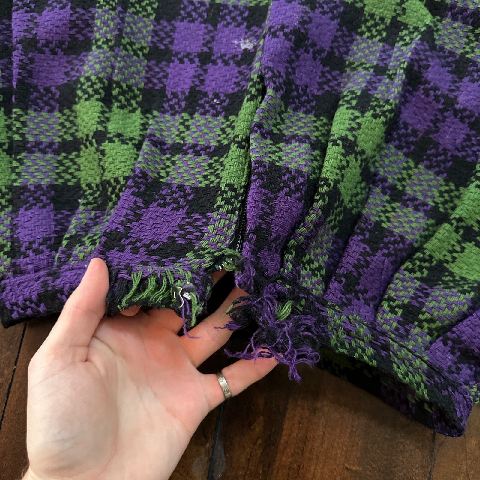 VTG USA Rockabilly Womens Dress Skirt 60s 70s Bottom Plaid Skate Grunge Pop