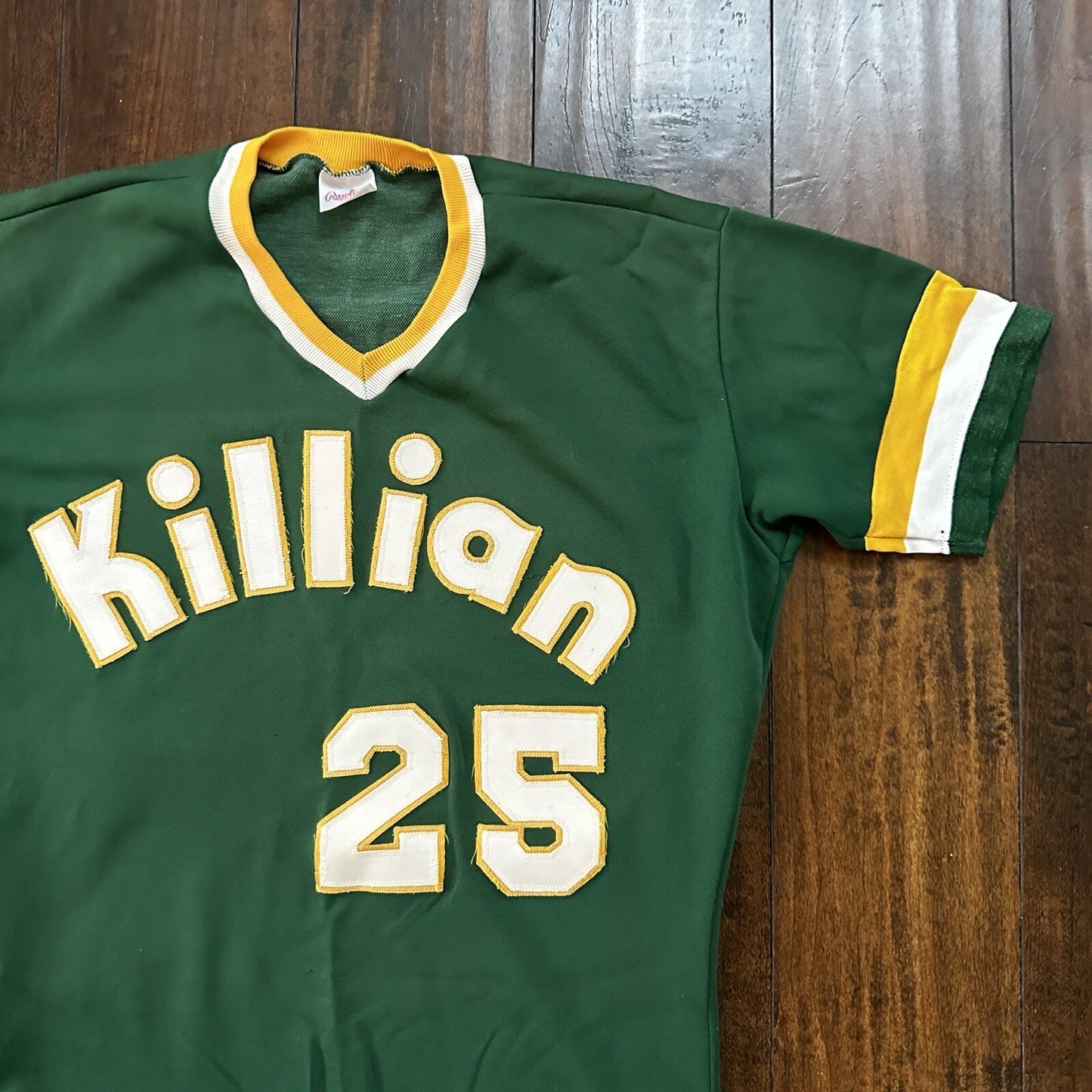 VTG USA Rawlings Green MLB Miami Oregon Baseball Jersey 38 1970s Killian 25